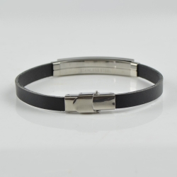 Small Leather Amber bracelet for men 